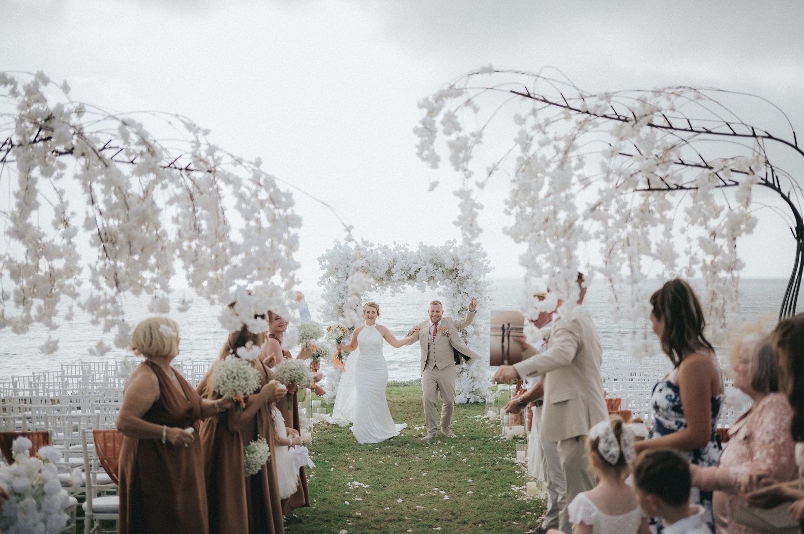 Square arch decoration with blossom trees by Cyprus Wedding Decorations at Alassos Paphos